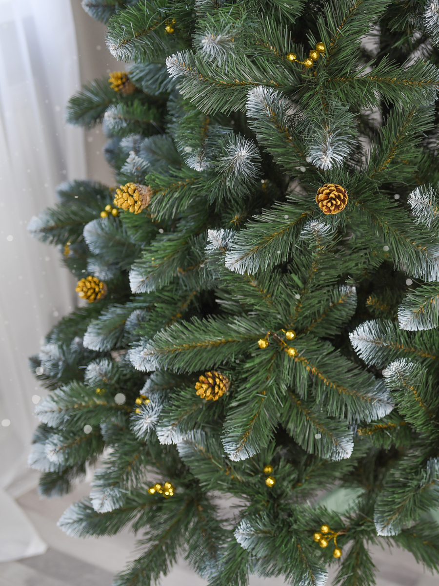Искусственная елка пушистая со снегом YaLINKA КZ18 с золотыми шишками и жемчугом 180 см Золотой (90887676) - фото 10