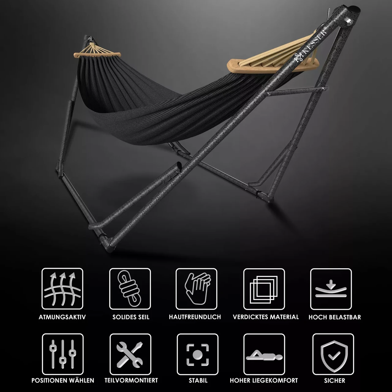 Гамаки KESSER подвесной для сада и дачи 200 кг 360x120x115 см (4260729115591) - фото 2 Гамаки KESSER подвесной для сада и дачи 200 кг 360x120x115 см (4260729115591) - фото 2