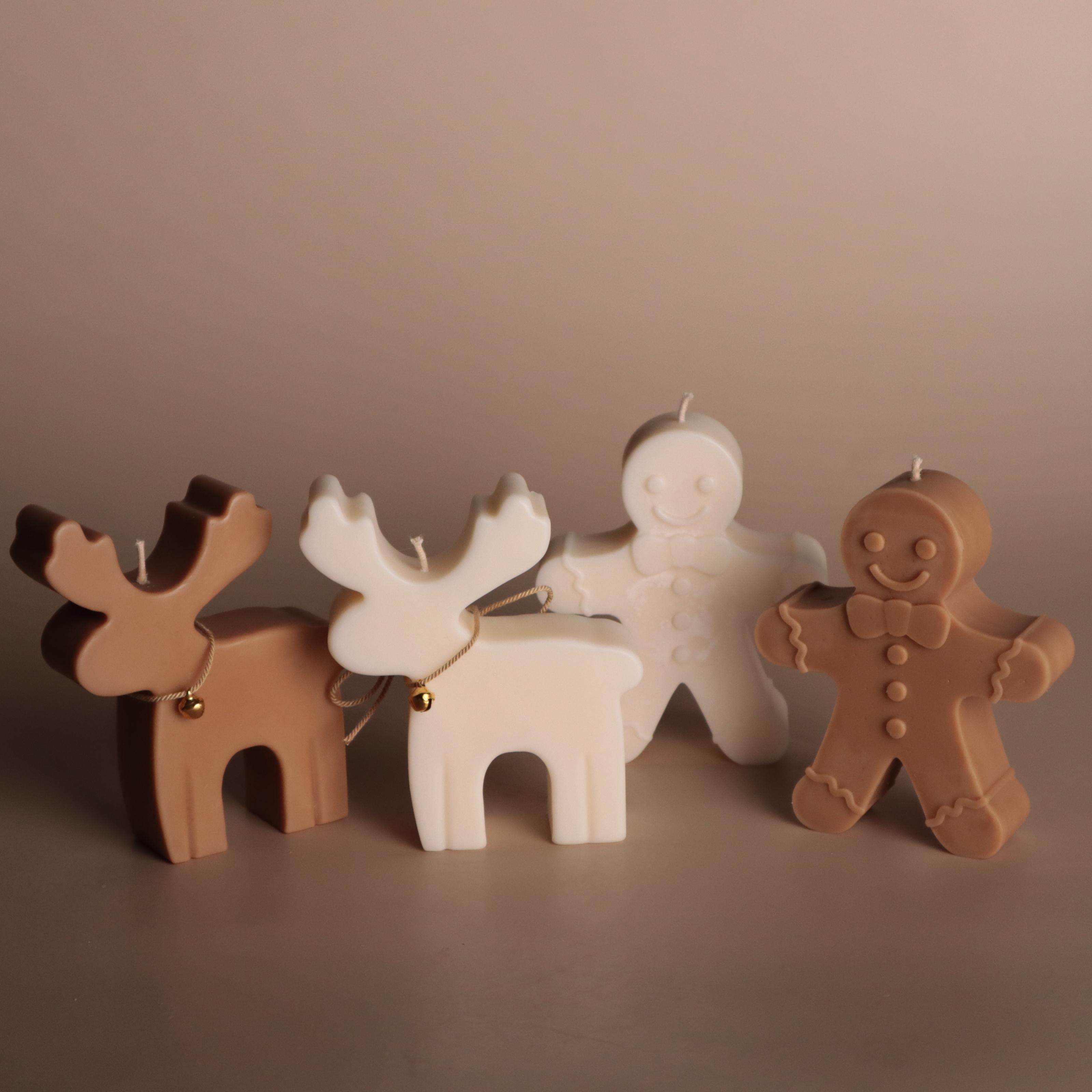 Подарунковий набір аромасвічок Wax Harmony Ваніль Пряник та Олень Біло-Коричневий (300601)