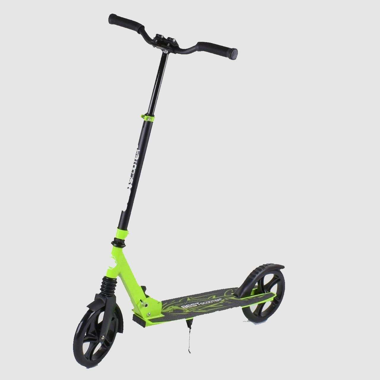 Самокат Best Scooter Shark 19147 двухколесный амортизатор с подножкой Салатовый (361652)