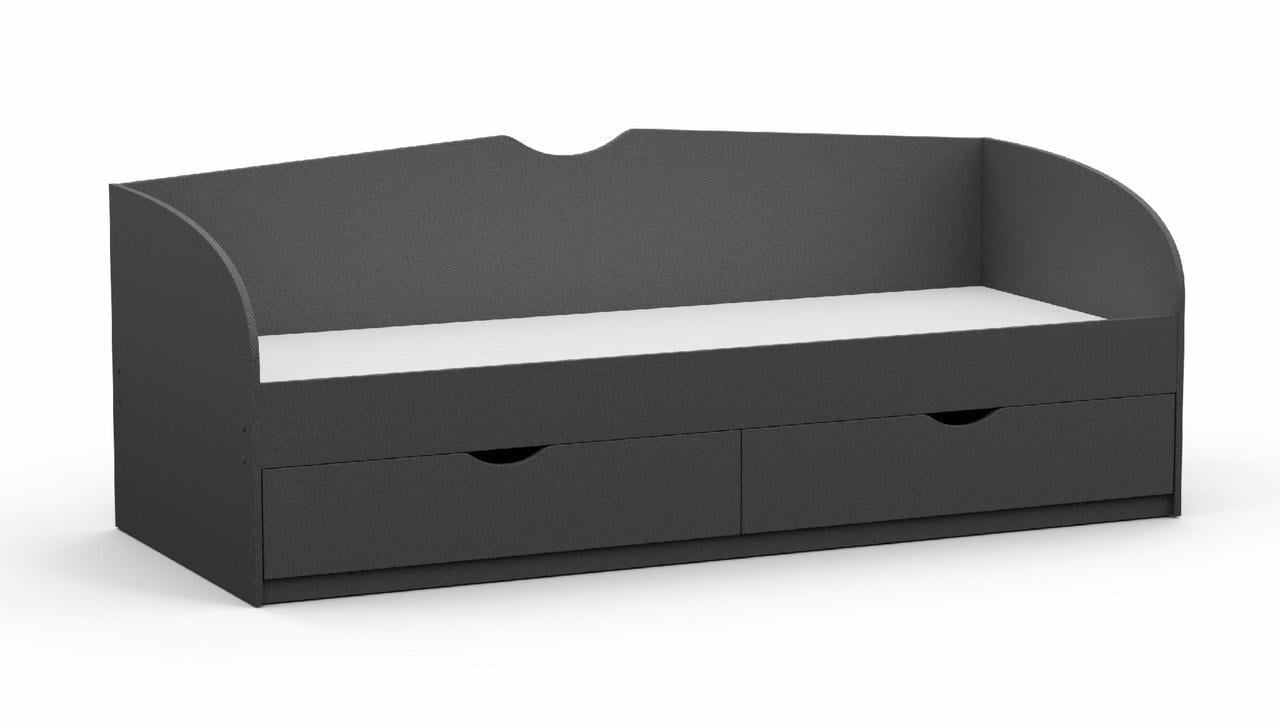 Ліжко односпальне Kontinent L-6 із шухлядами 80х200 см Антрацит (86201747) - фото 1 Ліжко односпальне Kontinent L-6 із шухлядами 80х200 см Антрацит (86201747) - фото 1