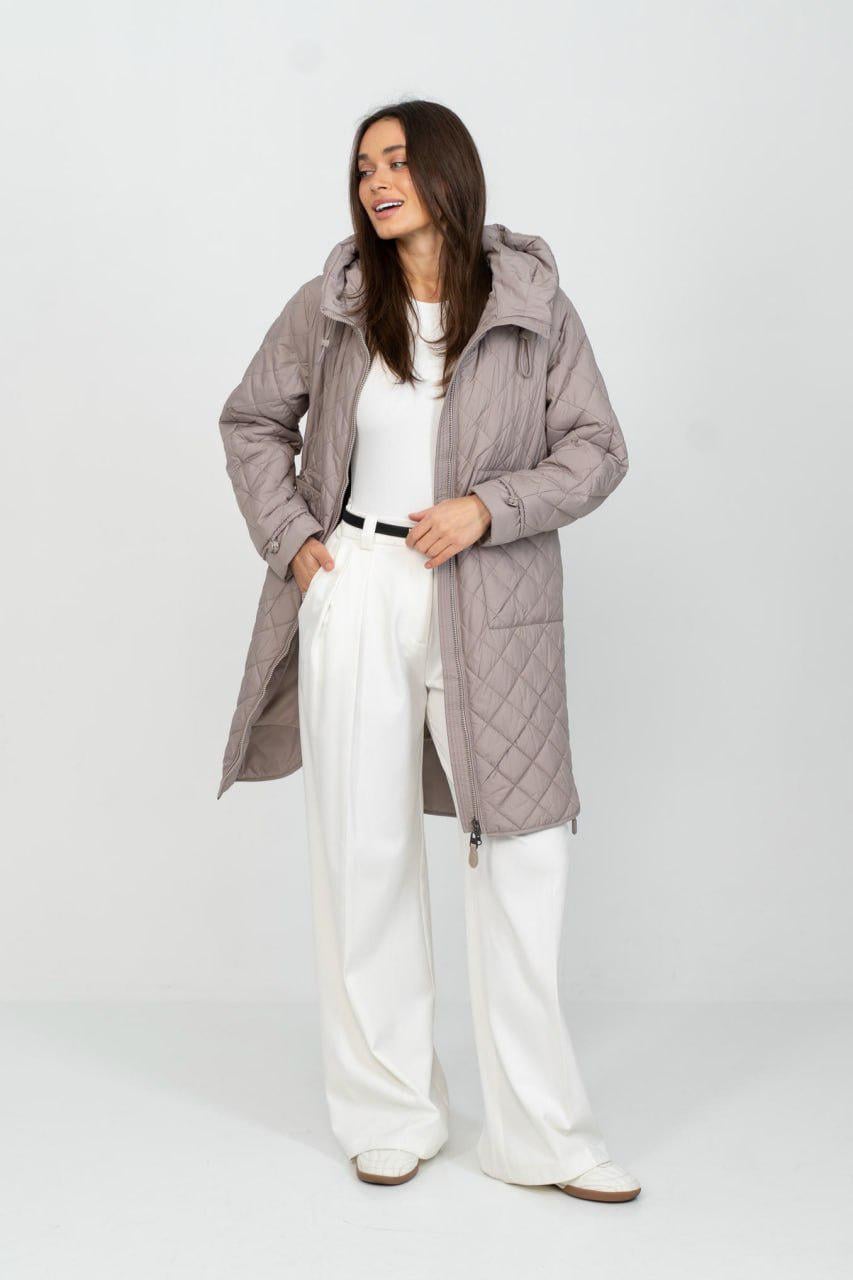 Плащ жіночий демісезонний утеплений oversize р. 46 Капучино (33298068)