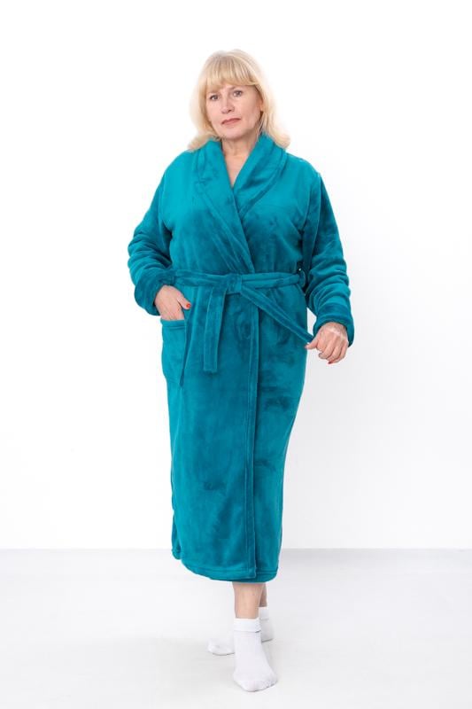 Халат жіночий махровий Носи Своє з кишенями плюс сайз р. 60 Бірюзовий (8577-034)