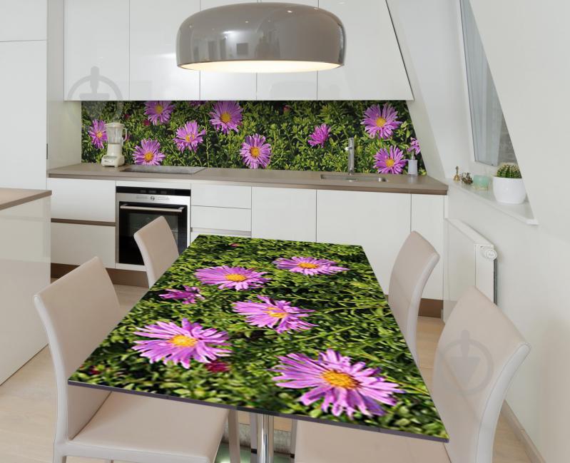 Наклейка 3Д виниловая на стол Zatarga «Садовые цветы» 650х1200 мм для домов, квартир, столов, кофейн, кафе