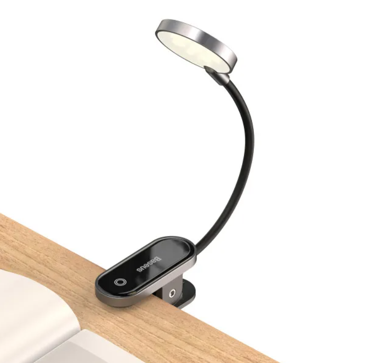 Настольная лампа BASEUS Comfort Reading Mini Clip Lamp LED со встроенным аккумулятором на прищепке 350 mAh Серый (DGRAD-0G) - фото 7