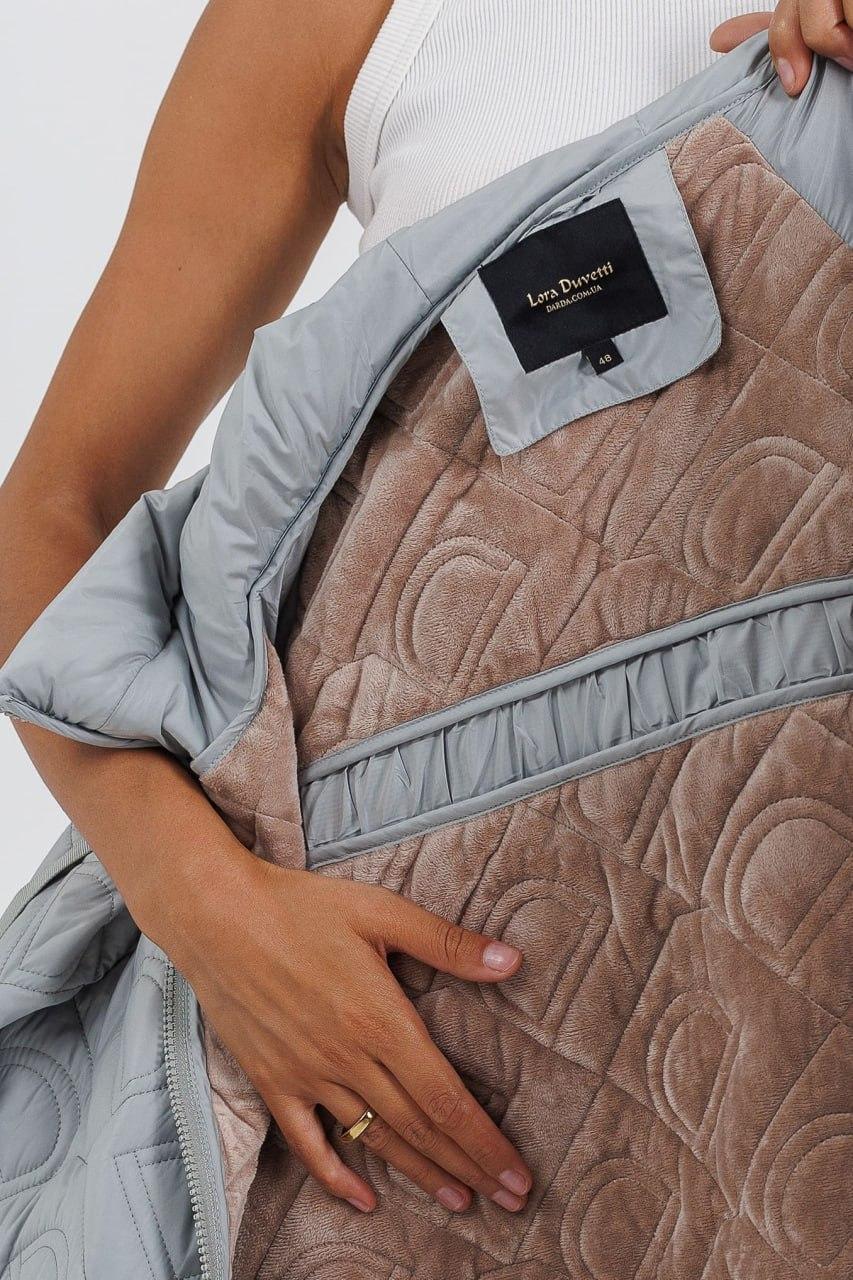 Куртка-пальто на флісі з рукавами-реглан р. 54 Блакитний (786c/54) - фото 6