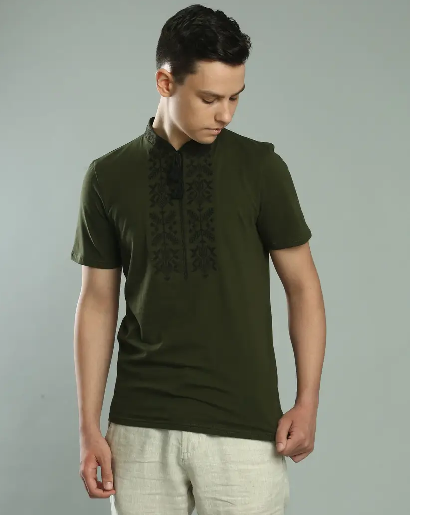 Футболка-вышиванка мужская трикотажная 2XL Хаки (М-42-2xl)