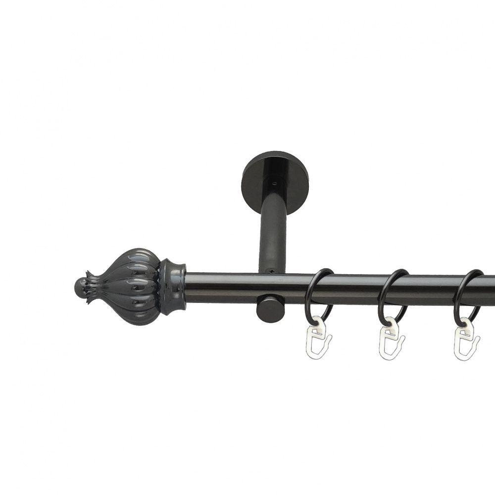 Карниз металлический Orvit Таджа однорядный цилиндр 16 см/гладкая труба/кольцо металлическое Оникс 19 мм 160 см (6679164)