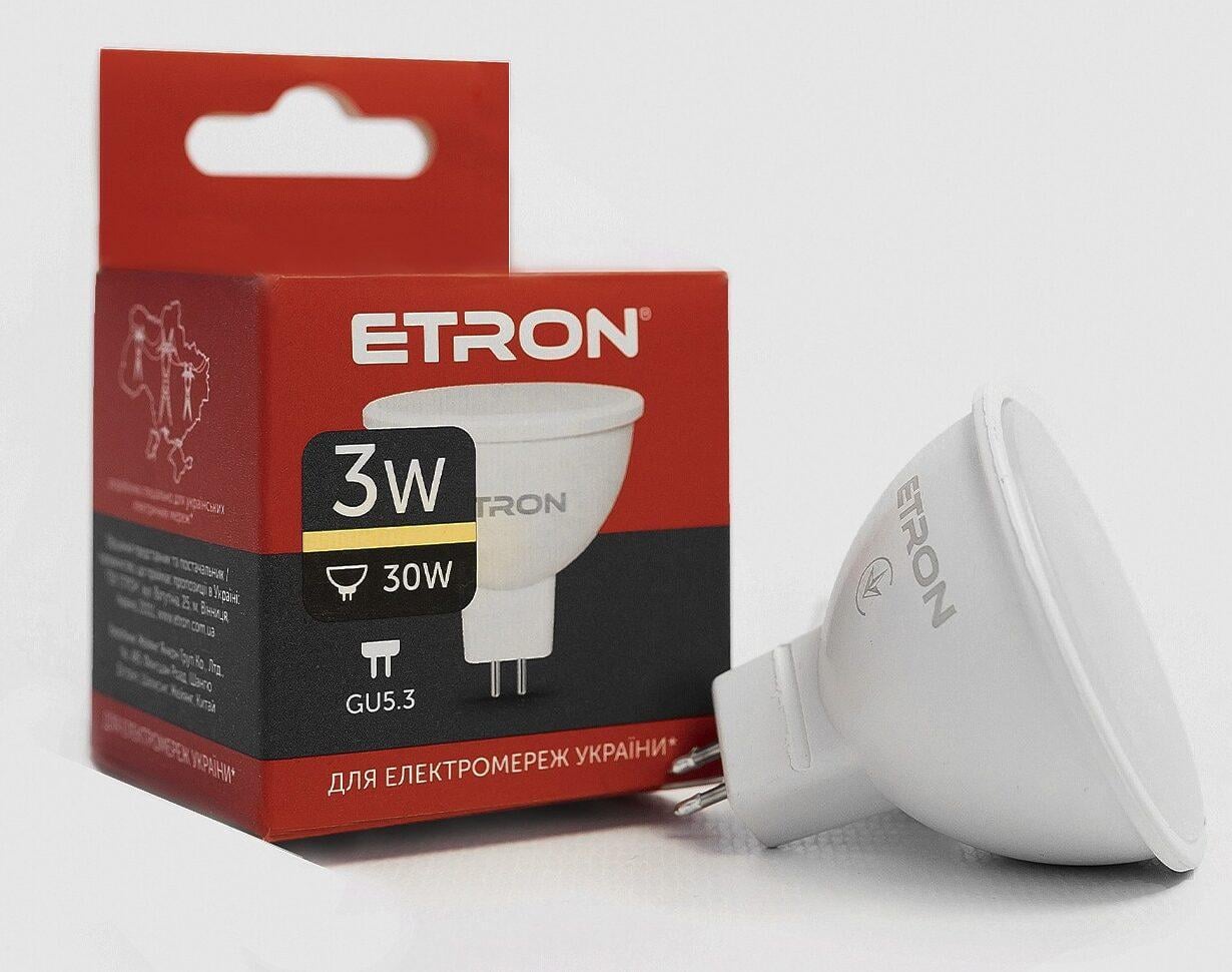 Светодиодная LED-лампа ETRON 3W MR16 3000K 220V GU5.3 теплый свет 1-ELP-063 (2221395371)