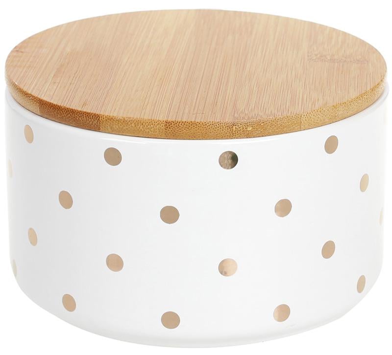 Банка Merceyl Золотой Горох 800 мл керамическая с бамбуковой крышкой Белый (BD-304-919)