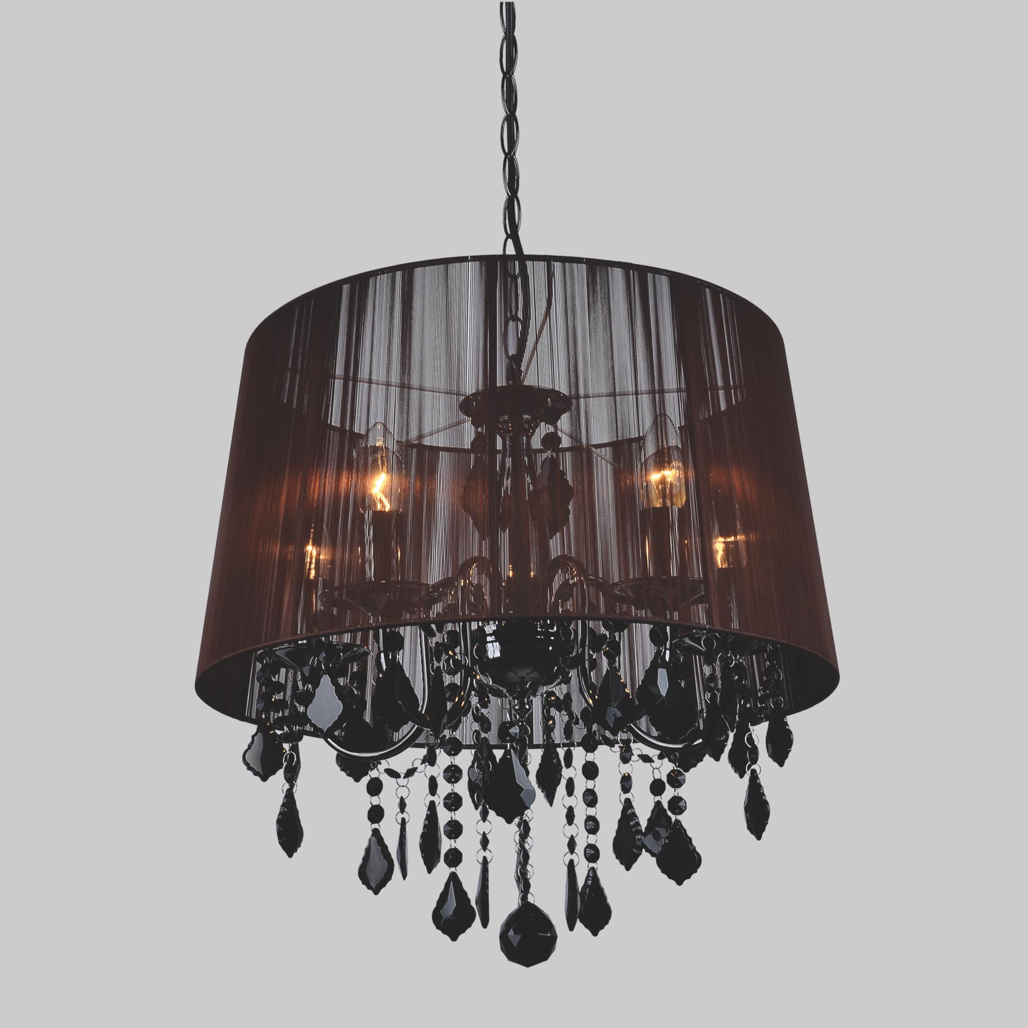 Люстра Classic с коричневым плафоном на 5 ламп Черный