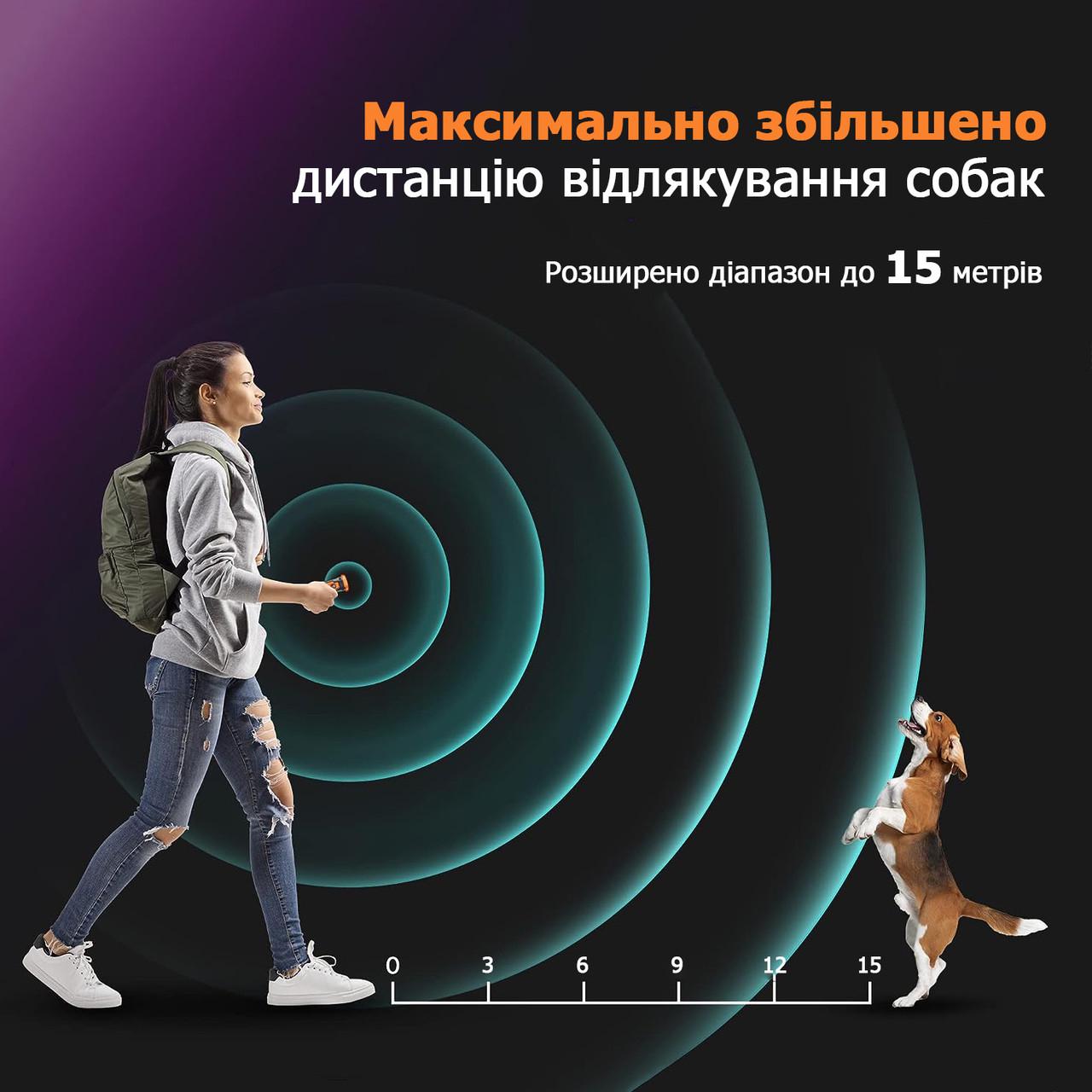 Відлякувач собак ультразвуковий B30 потужний акумуляторний з 3-ма випромінювачами до 15 м (13470956) - фото 3