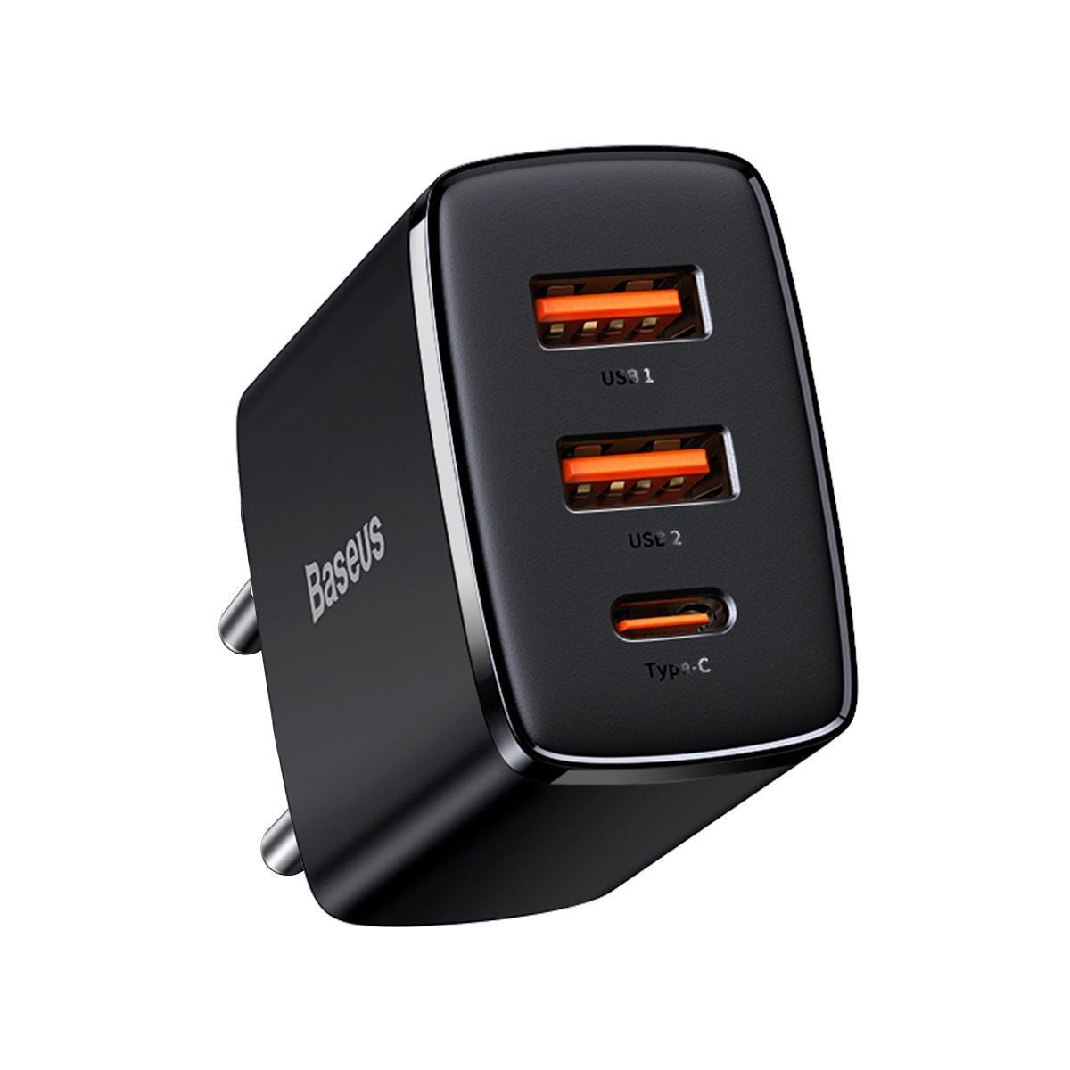 Зарядное устройство сетевое BASEUS Compact Quick Charger 2+C на 30W Black (CCXJ-E01)