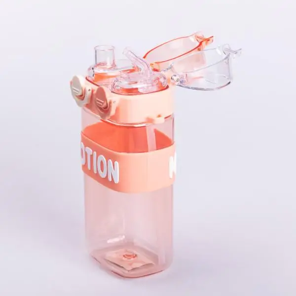 Пляшка для води з трубочкою спортивна пластикова для тренувань 550 мл Рожевий (6780) - фото 6