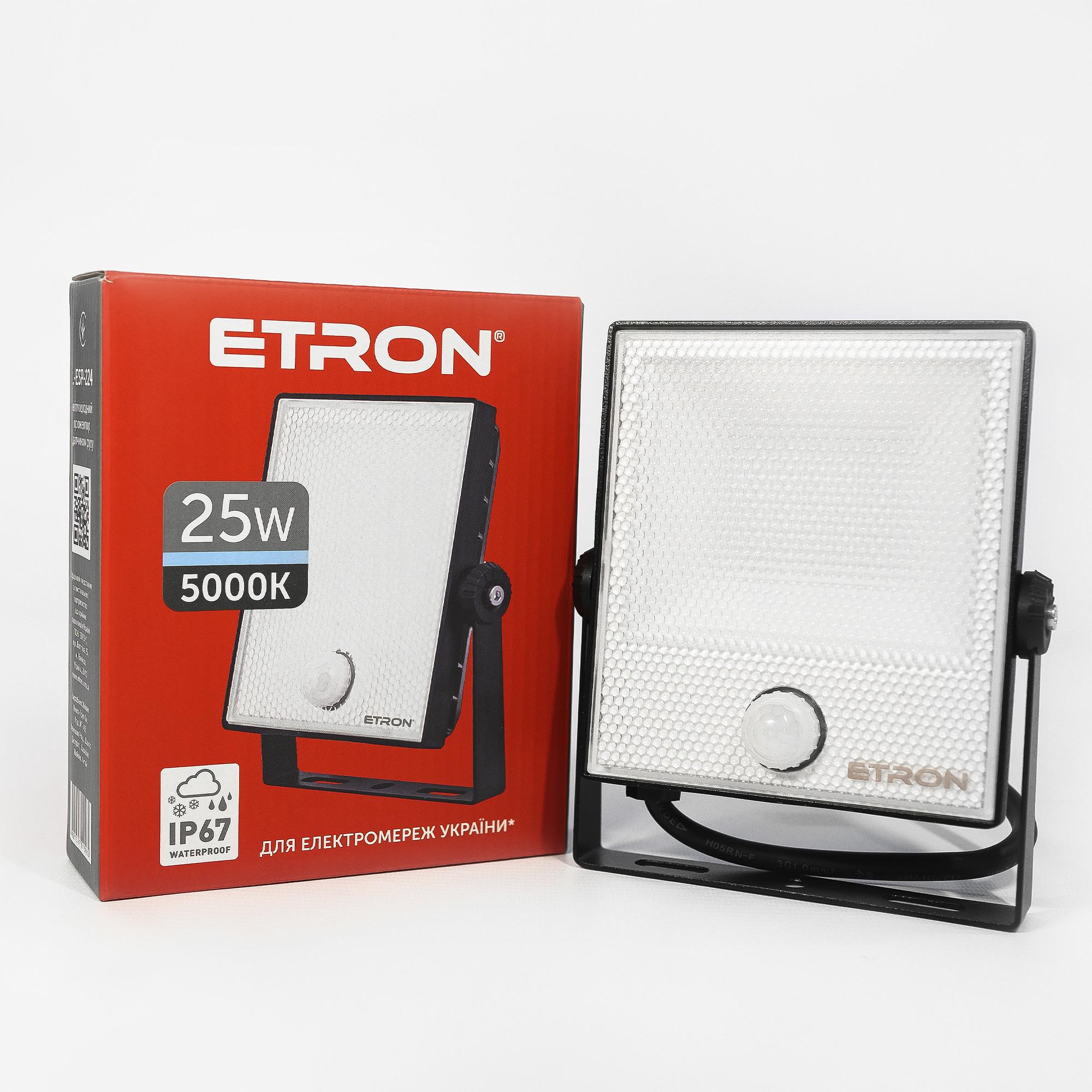 Светодиодный прожектор ETRON Spotlight Power с датчиком присутствия 25W 5000К (1-ESP-224) Светодиодный прожектор ETRON Spotlight Power с датчиком присутствия 25W 5000К (1-ESP-224)