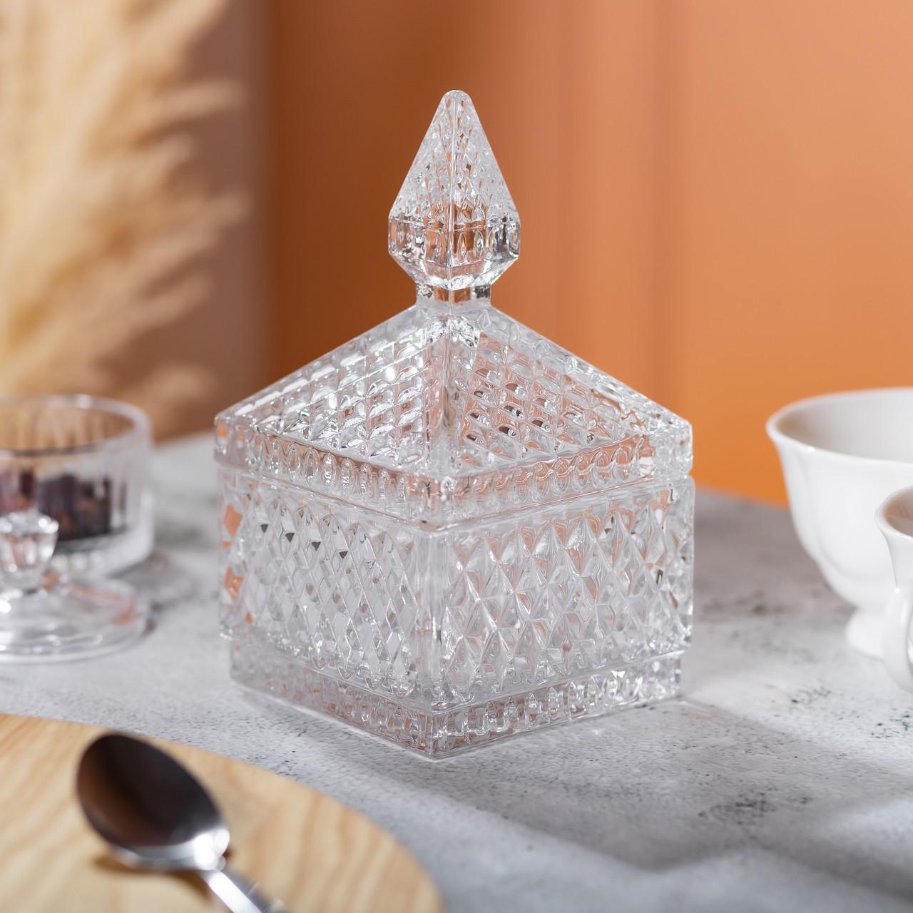 Цукерниця скляна з кришкою квадратна 8,5х8,5х15 см (5973) - фото 7 Цукерниця скляна з кришкою квадратна 8,5х8,5х15 см (5973) - фото 7