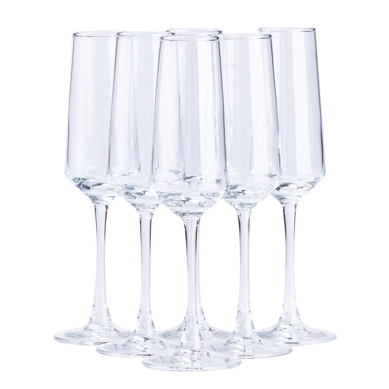 Бокалы для шампанского 250 мл 6 шт. Прозрачный