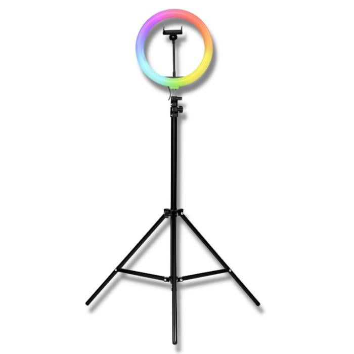 Лампа кільцева LED RGB Ring Light 33 см штатив 2 м з пультом для селфі (М-33)