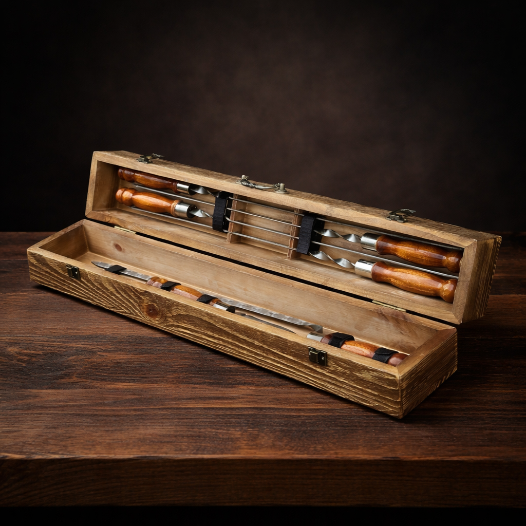 Подарочный набор шампуров Jooki ШашлыКейс светлая текстура (10232)