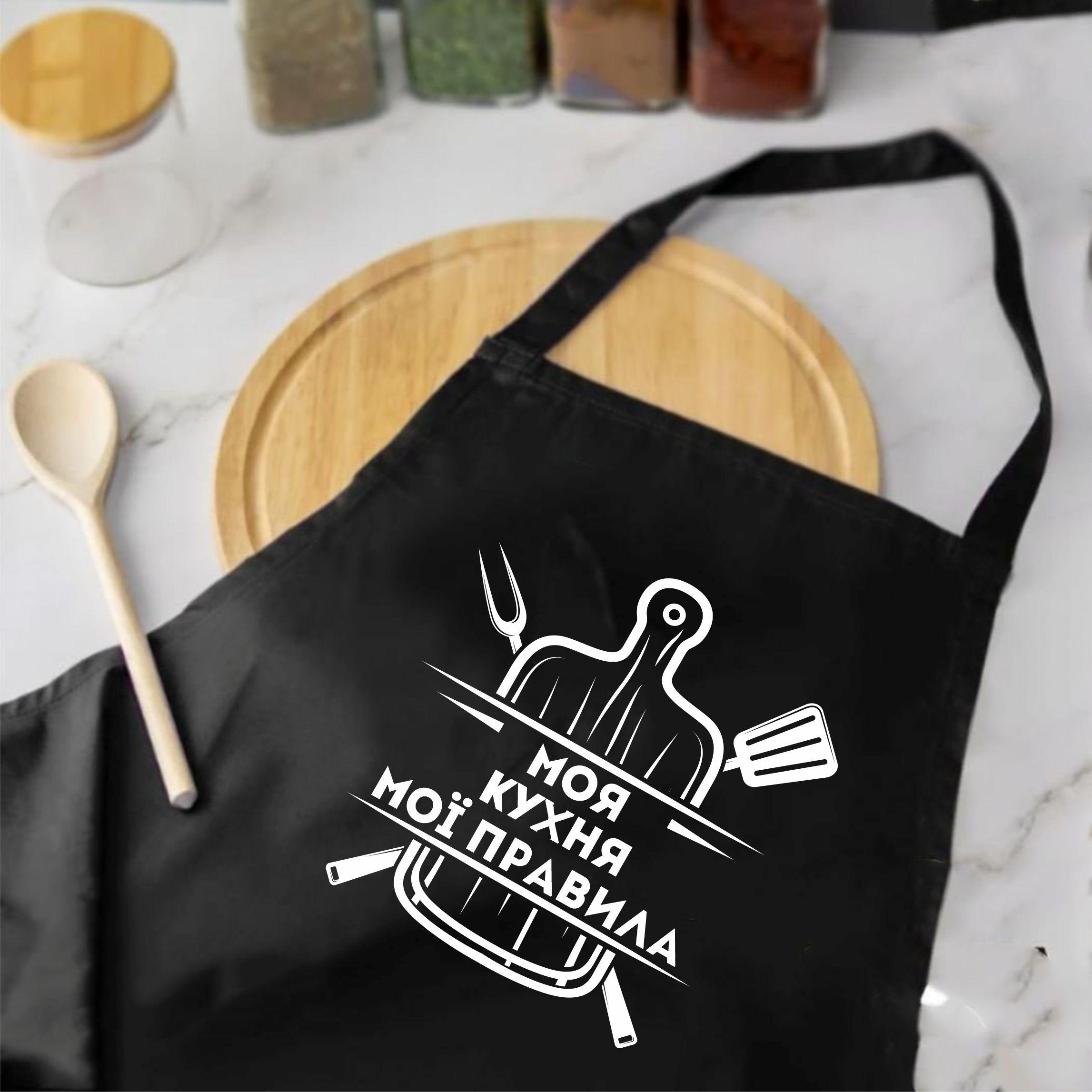 Фартук с принтом "Моя кухня. Мої правила" 73х64 см Черный (2038017756) Фартук с принтом "Моя кухня. Мої правила" 73х64 см Черный (2038017756)