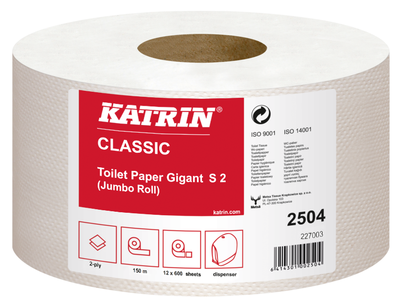 Папір туалетний в рулонах Katrin Classic двошаровий м’який (2504)