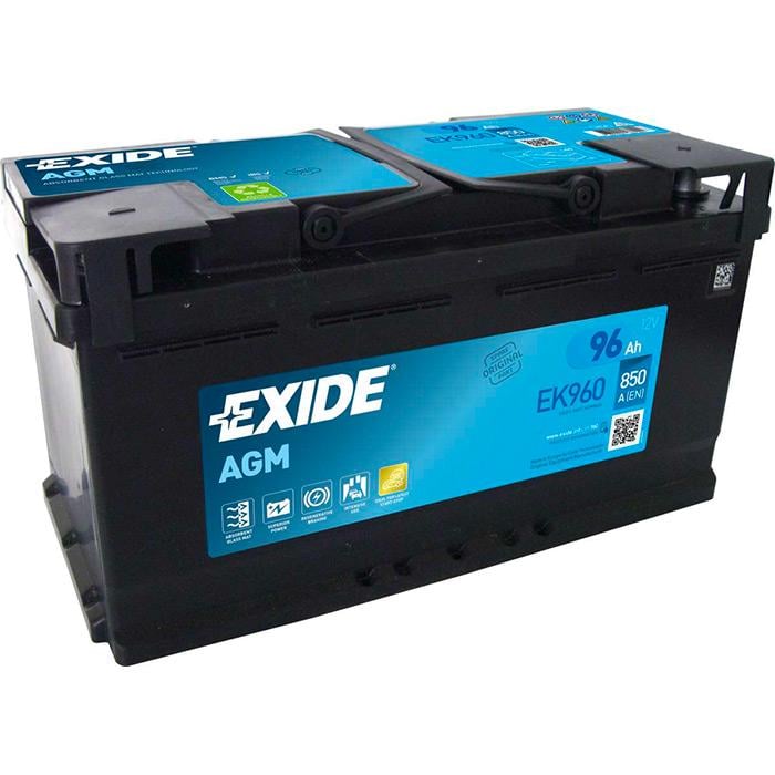 Акумулятор автомобільний EXIDE Start-Stop EK960 AGM EN 6СТ-96 Ah АзЕ 850 А (154100)