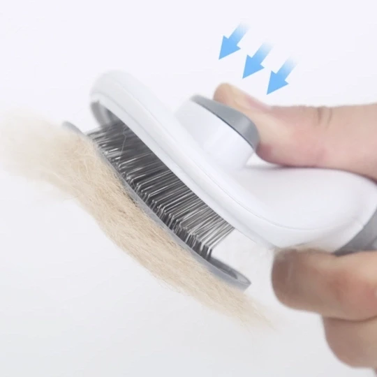 Щітка для грумінгу котів та собак з функцією самоочищення Блакитний (1906105b) - фото 3