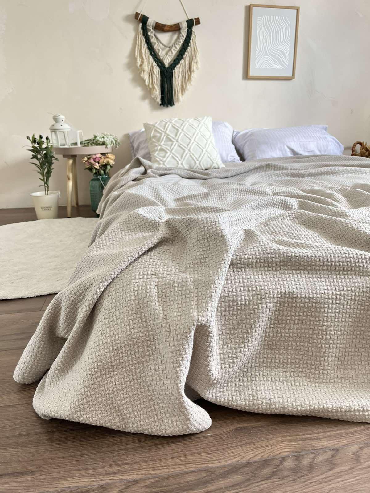 Покрывало хлопковое Wheat 220х240 см Серо-бежевый (18998882) - фото 4 Покрывало хлопковое Wheat 220х240 см Серо-бежевый (18998882) - фото 4