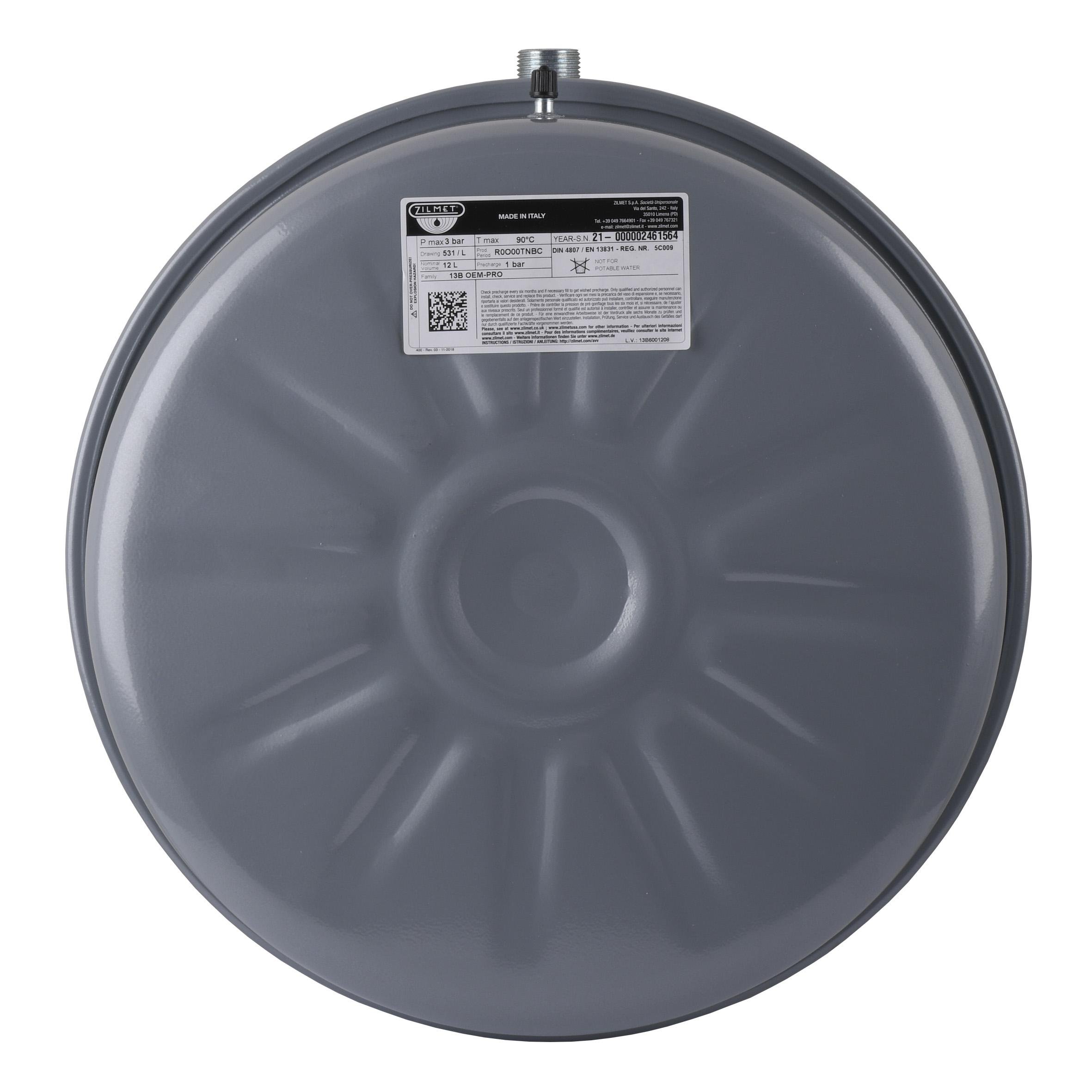 Бак для монтажа в котлы Zilmet oem-pro 531 плоский 12 л 3 бар рифленый (13B6001208)