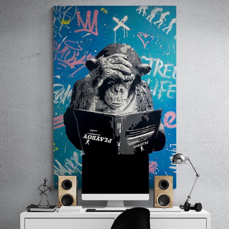 Картина на холсте HolstPrint Обезьяна с Библией 50х100 см