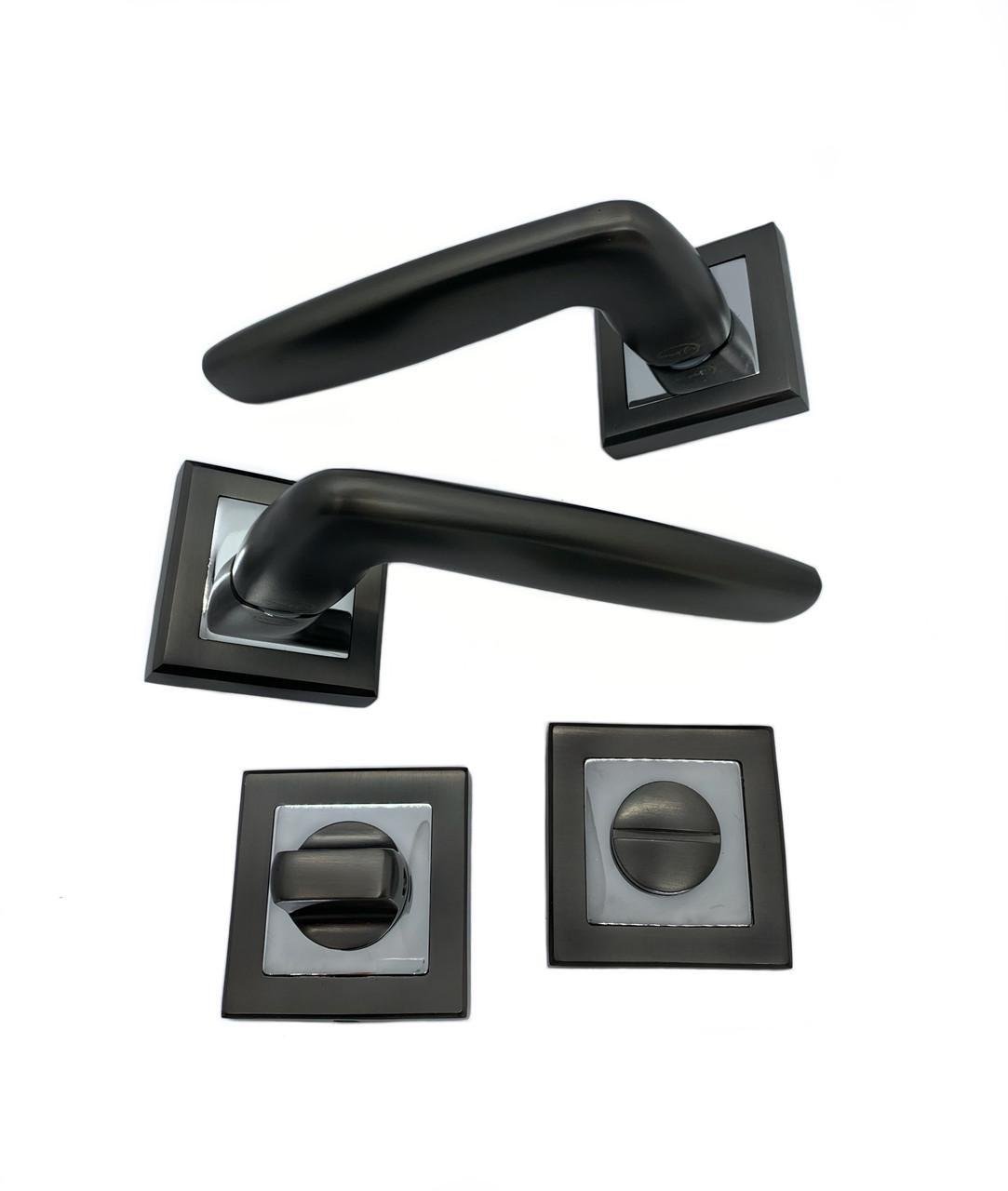 Врізний замок з ручками на розетах Vortex AS-25 MSB/CP WC