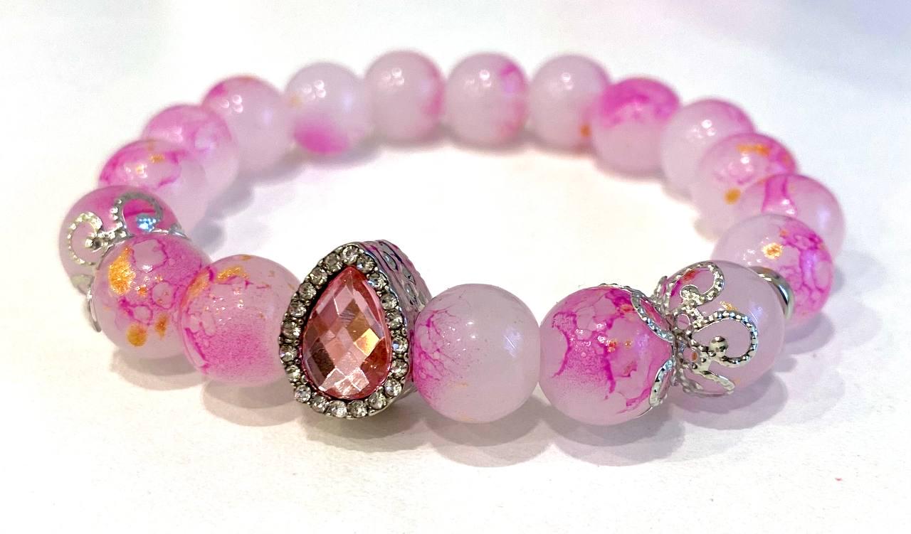 Браслет LITAURS из натурального камня нефрит d 10 мм и вставкой капля L 18-21 см (250905-1)