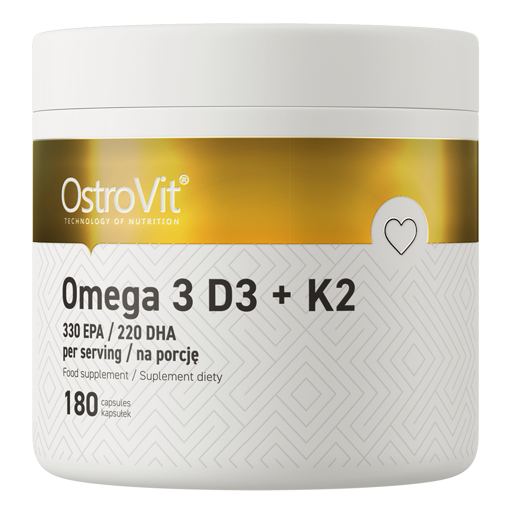 Омега-3 OstroVit Omega 3 D3+K2 EPA 330 мг DHA 220 мг D3 2000 МЕ K2 MK-7 50 мкг 180 капс. Омега-3 OstroVit Omega 3 D3+K2 EPA 330 мг DHA 220 мг D3 2000 МЕ K2 MK-7 50 мкг 180 капс.