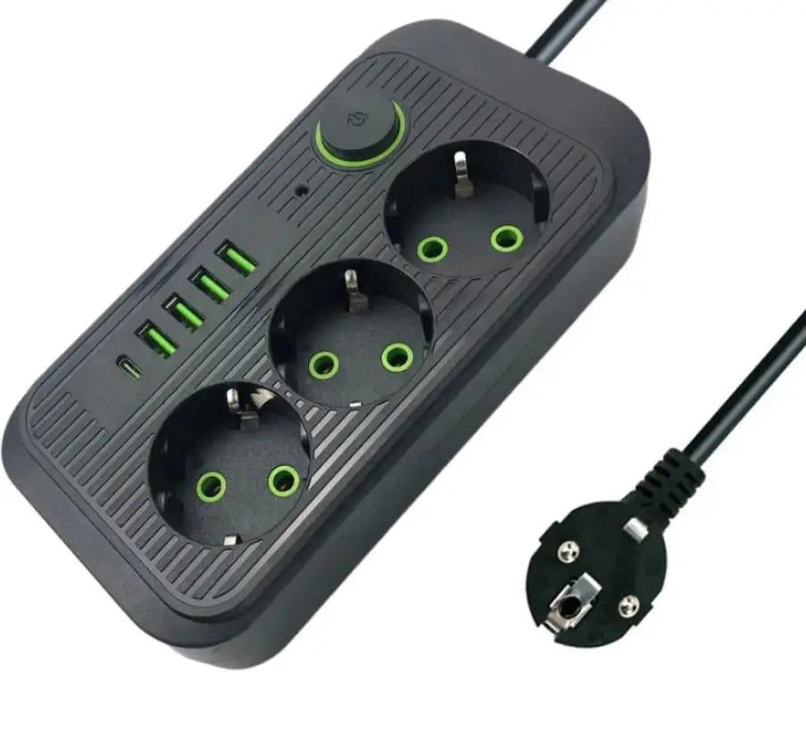 Удлинитель сетевой UA Power F09Uс 4 USB/Type-C/3 розетками 6 м Black (20799695) - фото 2 Удлинитель сетевой UA Power F09Uс 4 USB/Type-C/3 розетками 6 м Black (20799695) - фото 2