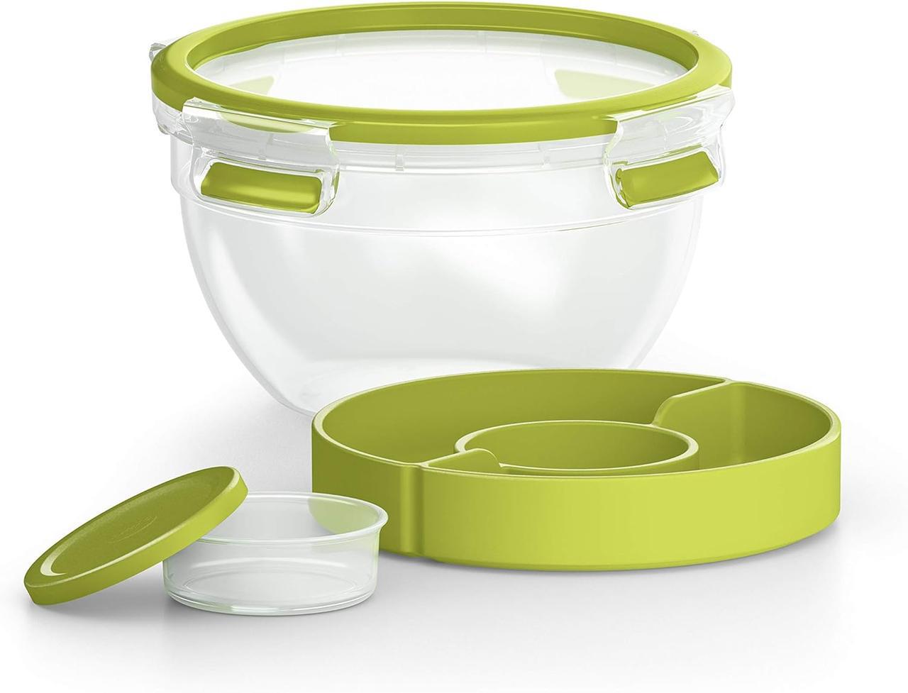 Контейнер пищевой салатник с двумя отделениями EMSA Clip&Go Food Round Salad Box 2,6 л