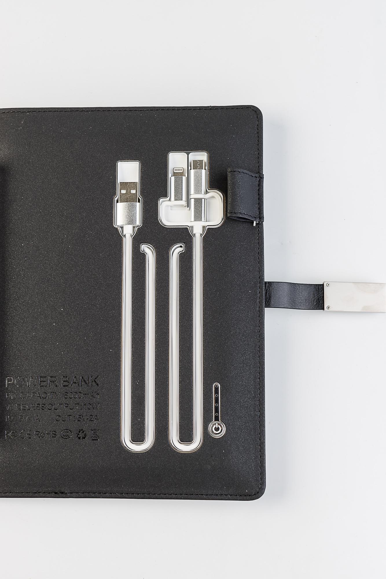 Блокнот із бездротовою зарядкою Powerbank 8000 mAh із флешкою 16 Гб Чорний (28_2114) - фото 10