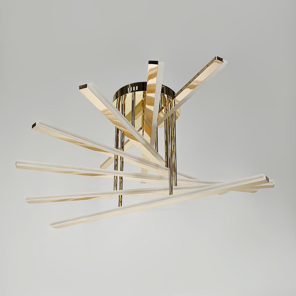 Люстра потолочная на 7 ярусов световых палок 75 Вт 80х40 см Золотой (F607-800 GD)
