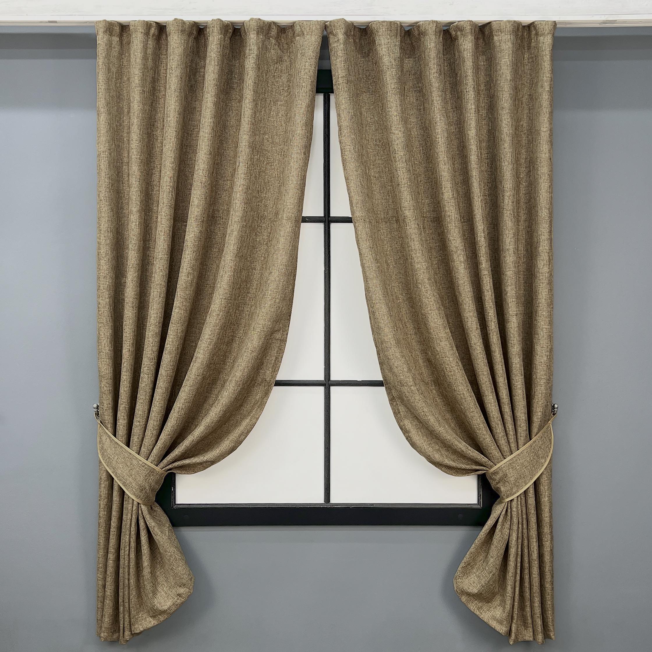 Комплект коротких штор VR-Textil Лен Мешковина №1768ш 130х170 см 2 шт. Миндальный (35-0446)