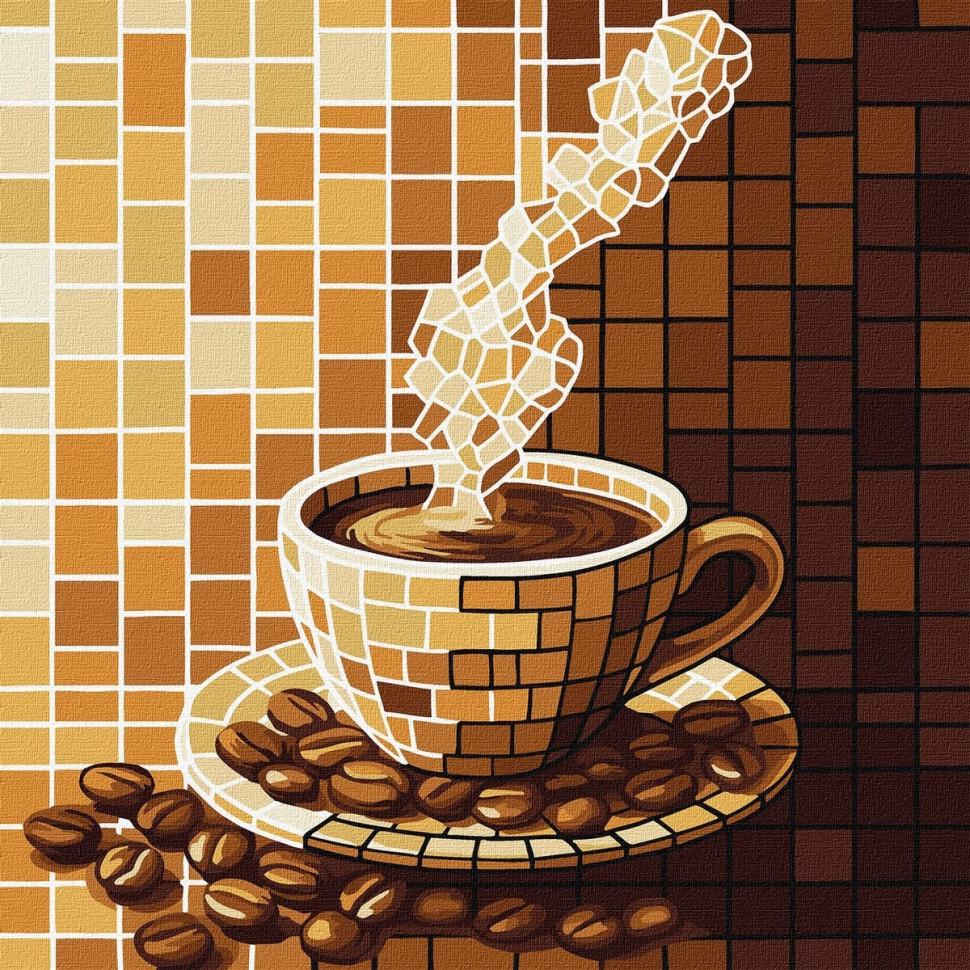 Картина по номерам Ideyka KHO5166 Витраж Кофе 30х30 см (2746681452)