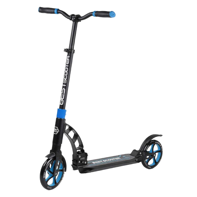 Самокат двоколісний Best Scooter з PU колесами/2 амортизаторами Black/Blue (100073) - фото 1