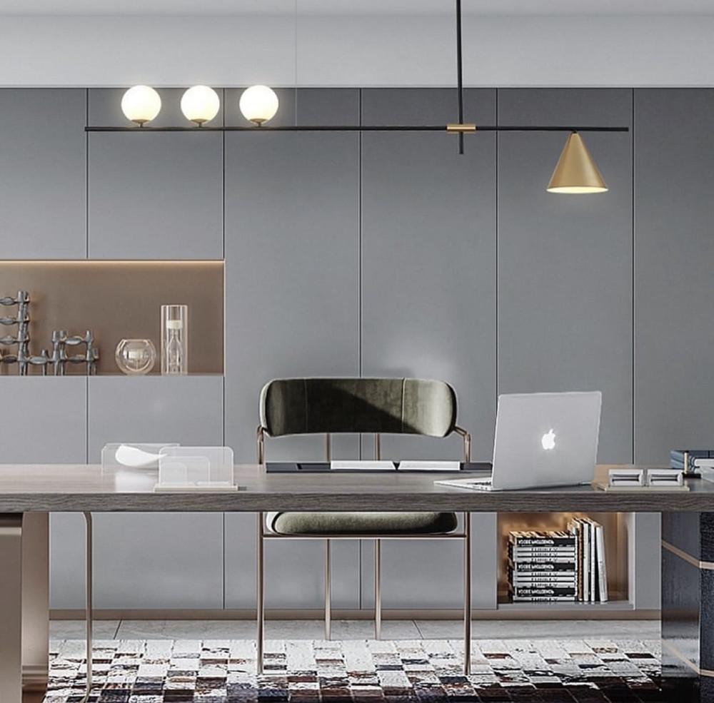 Светильник подвесной минималистичный в геометрических формах Черный (MD 2009-3+1) - фото 7