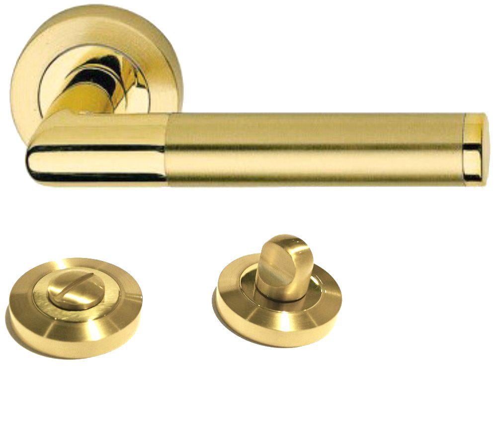 Ручки Linea Cali Karina WC-фиксатор Латунь матовый/Латунь полированый (2001wc)