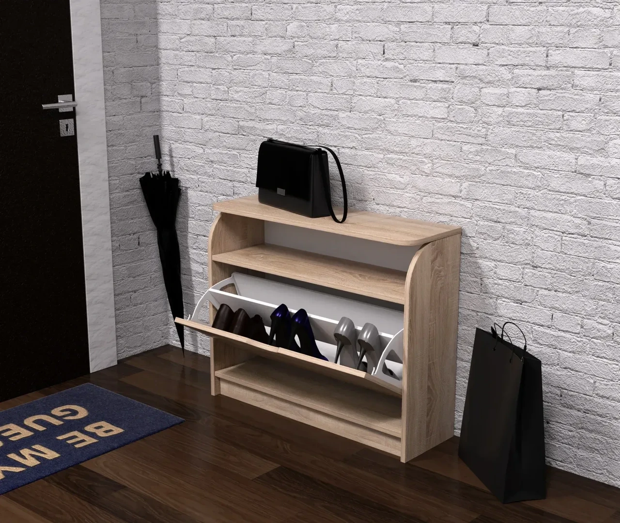 Тумба для обуви Kontinent No3 80х25х65 см Дуб Сонома (53389779) - фото 2 Тумба для обуви Kontinent No3 80х25х65 см Дуб Сонома (53389779) - фото 2