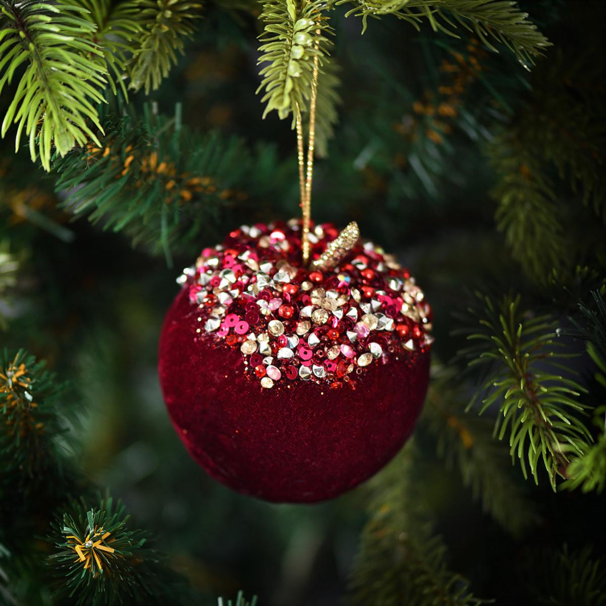 Игрушка на елку Яблоко 8 см Бордовый (TY-5-R-489)