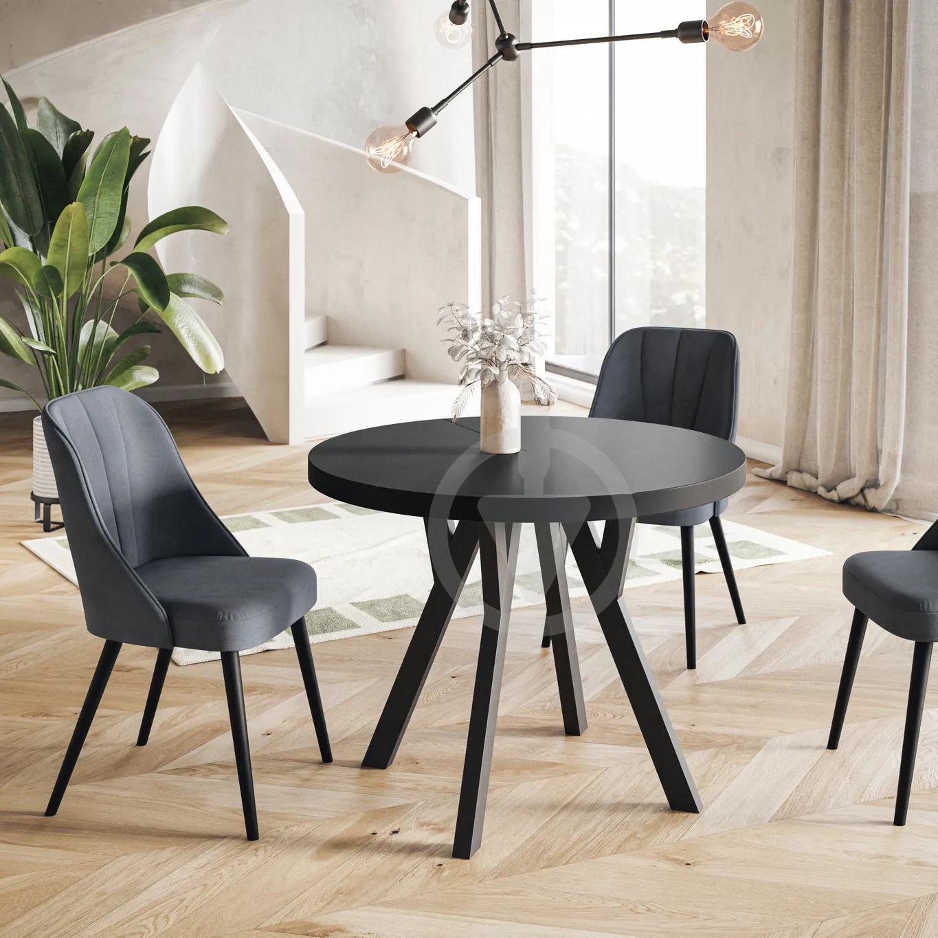 Стол кухонный круглый RoMax Lite Loft 80 см Антрацит/Черный - фото 2