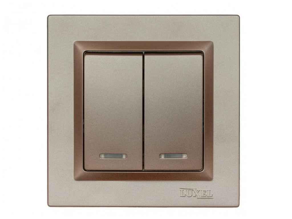 Выключатель Luxel двойной с подсветкой JAZ (1017611)