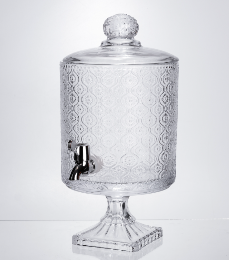 Лимонадница стеклянная на ножке на с краном 4,5 л Прозрачный - фото 2