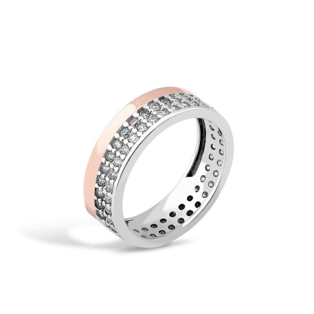 Кольцо серебряное Дорожка с золотыми пластинами р. 18 2,98 г (1438754335)