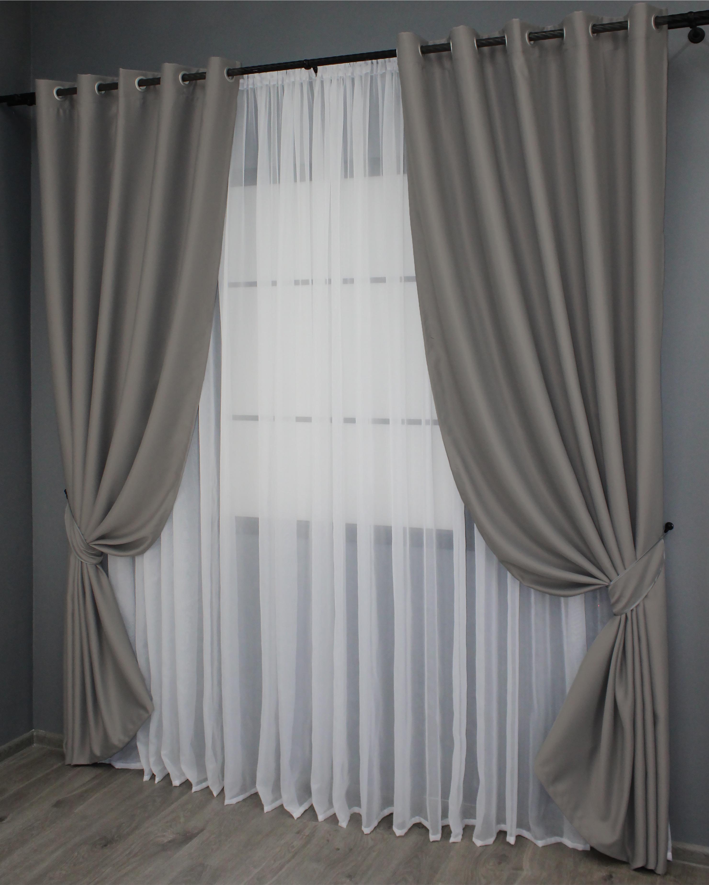 Комплект штор на люверсах VR-Textil Fusion Dimout № 832ш 150х250 см 2 шт. Серый (37-0104) - фото 2 Комплект штор на люверсах VR-Textil Fusion Dimout № 832ш 150х250 см 2 шт. Серый (37-0104) - фото 2