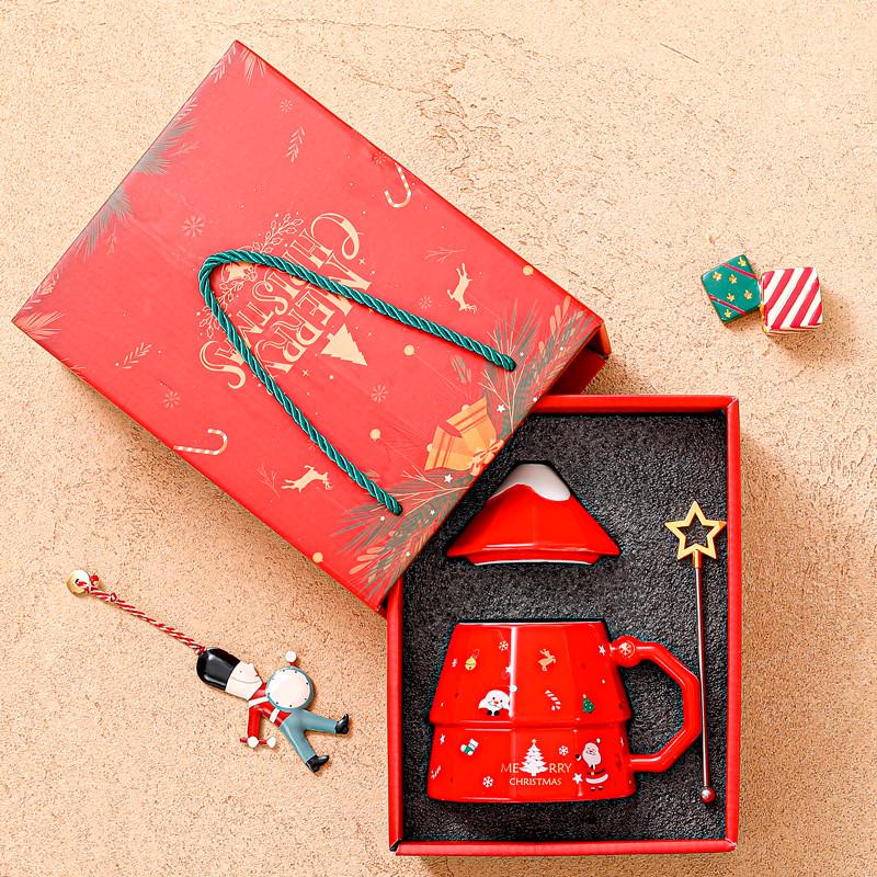 Чашка новогодняя Lesko Merry Christmass Елка в подарочной упаковке Red (31160180)